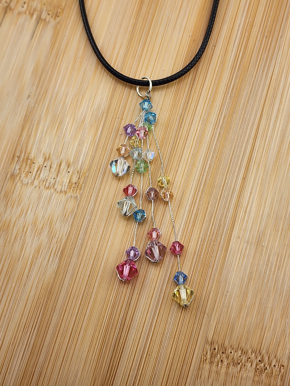18in Adjustable Multicolor Crystal Dangle Necklace - Women Jewelry